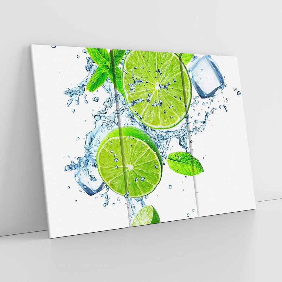 Obraz na płótnie 120x80 - Świeżość limonek w wodzie - limonki, woda