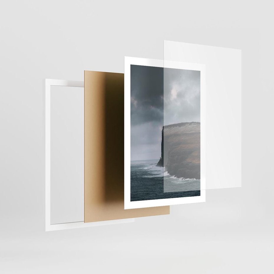 Plakat w ramie 50x70 - Przyroda w Majestacie - fiordy, klify - rama biała