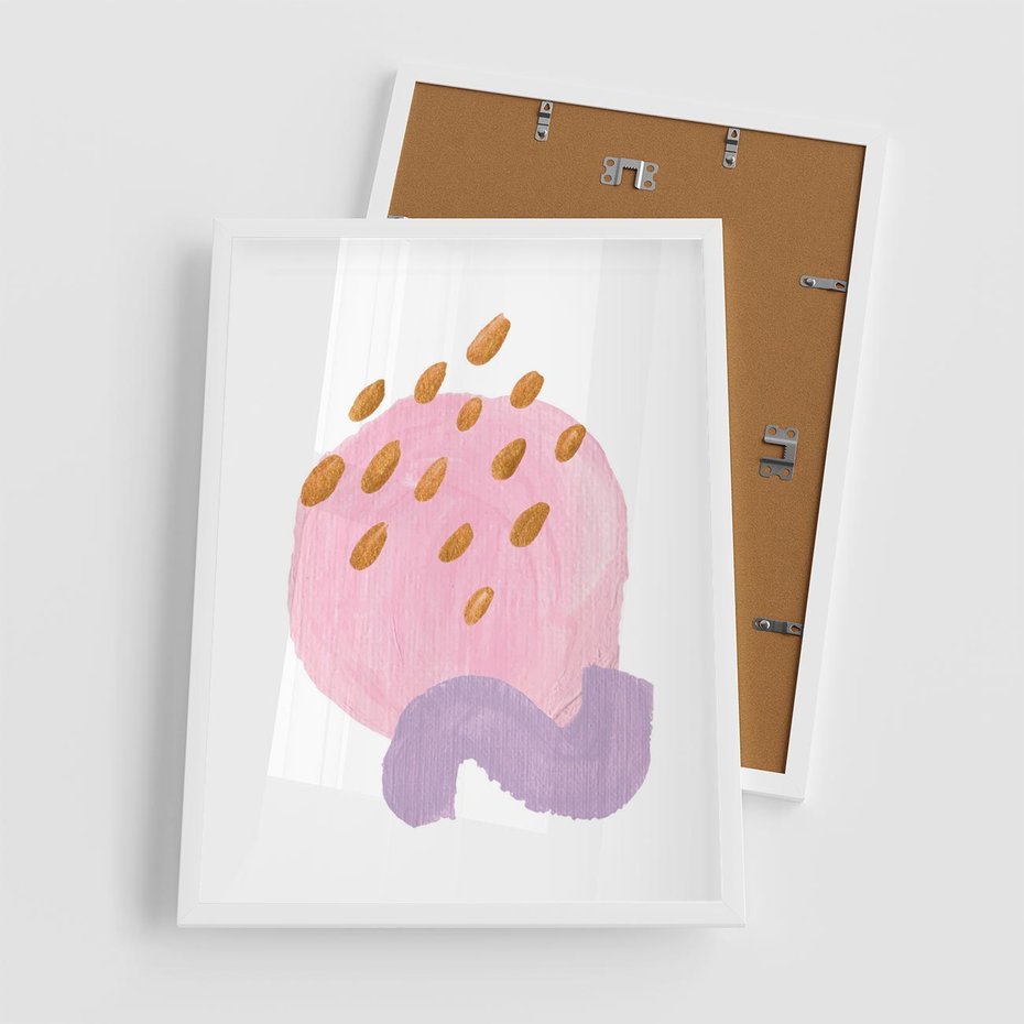 Plakat w ramie 50x70 - Migoczące Pastelowe Kształty - akwarela, minimalizm - rama biała