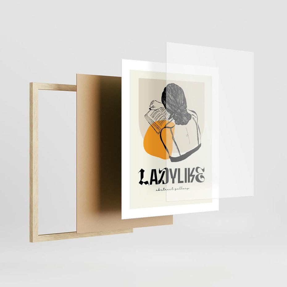 Plakat w ramie 40x50 - Kobiecość w Literach - grafika, nowoczesność - rama drewno