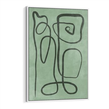 Obraz w ramie 80x120 - Zielone Wariacje w Liniach - abstrakcyjne zielone linie, skandynawski design - rama biała