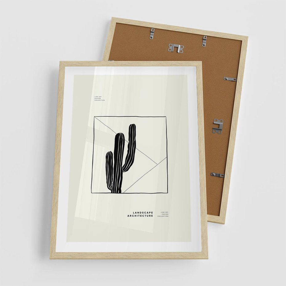 Plakat w ramie 50x70 - Zaklęta roślinna ekspresja - nowoczesna sztuka, minimalistyczny styl - rama drewno