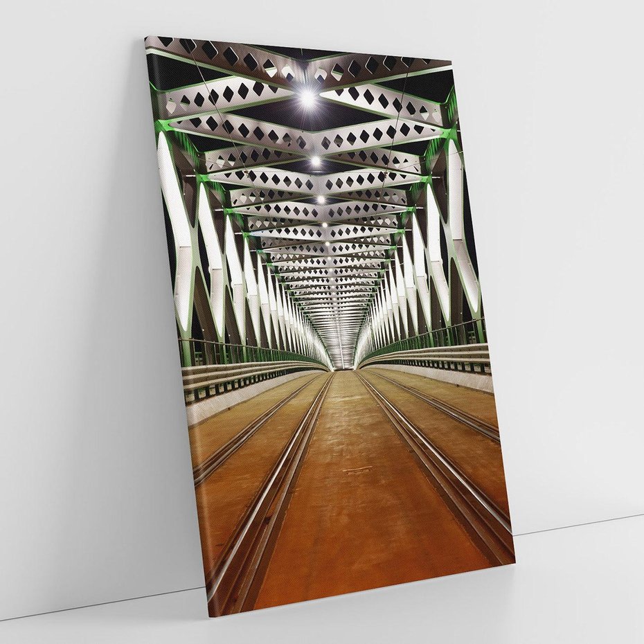 Obraz na płótnie 50x70 - Most kolejowy w nocy - most, kolej