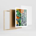 Plakat w ramie 40x50 - Tropikalne Pragnienia - akwarela, liście tropikalne - rama drewno
