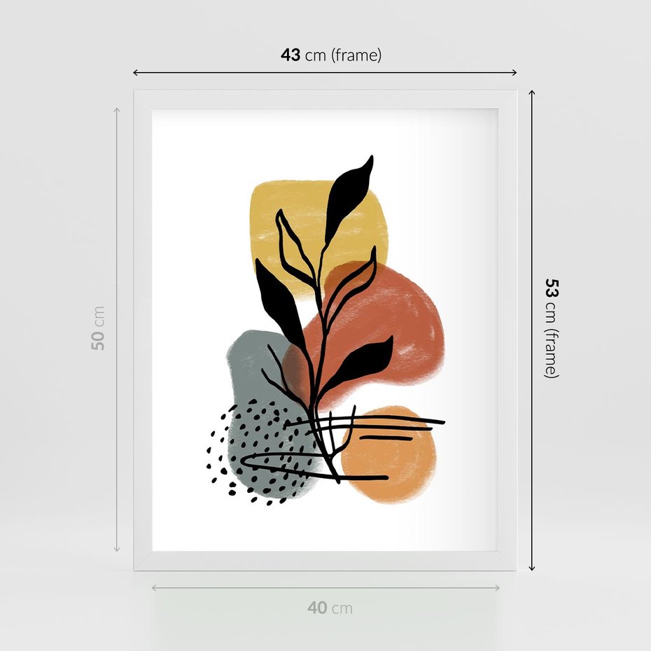 Plakat w ramie 40x50 - Energetyczne Refleksje - abstrakcja, sztuka nowoczesna - rama biała