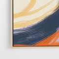 Obraz w ramie 80x120 - Pomarańczowy Horyzont - pastelowy krajobraz, nowoczesny plakat - rama drewno