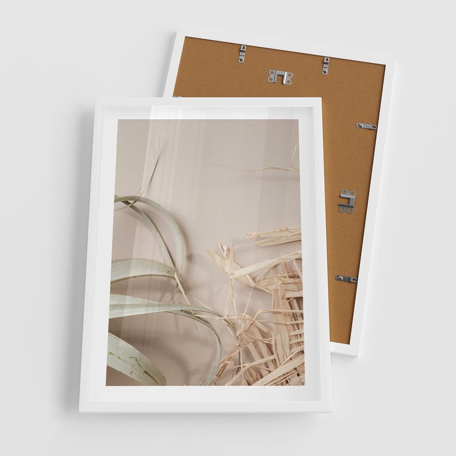 Plakat w ramie 50x70 - Boho urok suchych liści - suche, liście - rama biała