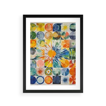 Plakat w ramie 50x70 - Rozkwitające Wzory Abstrakcji - abstrakcyjny obraz, mnogość kolorów - rama czarna