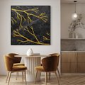 Obraz w ramie 50x50 - Marmurowe Drzewa Snu - złote gałęzie, drzewa - rama czarna