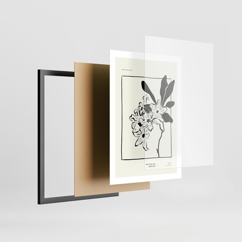 Plakat w ramie 50x70 - Kwiatowe przestrzenie - kwiat, grafika - rama czarna