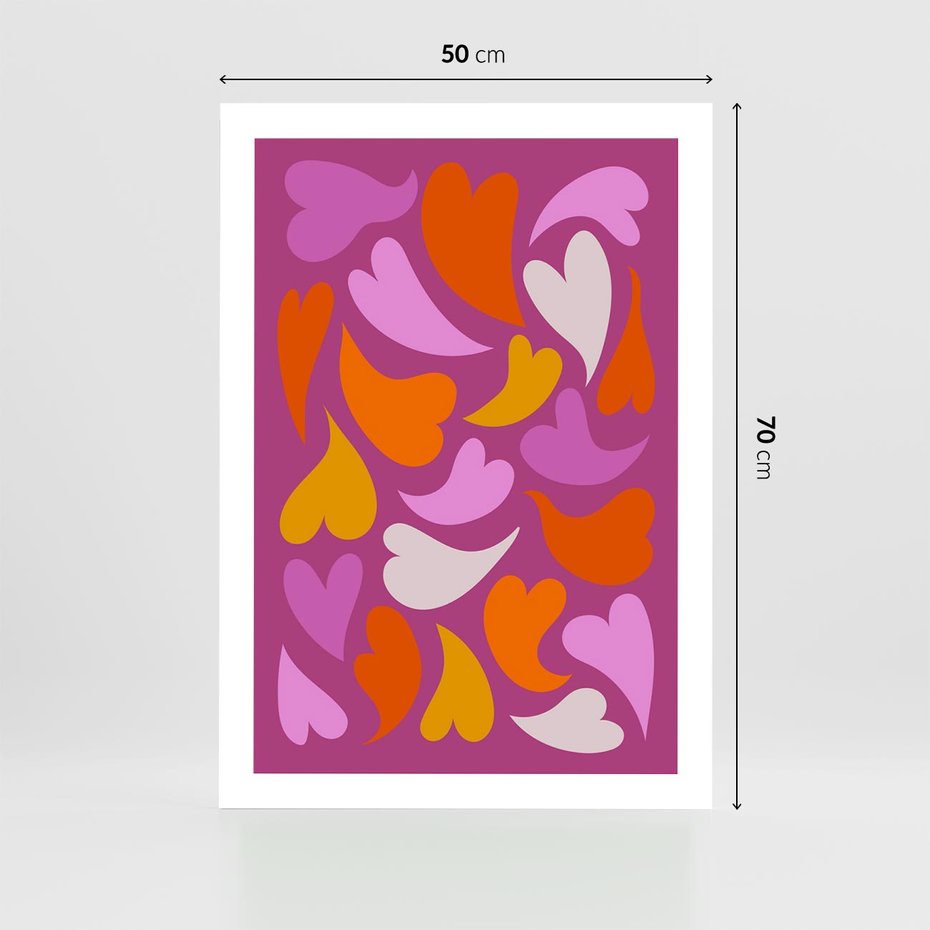 Plakat bez ramy 50x70 - Podróżne Boho - wesoła grafika, serca