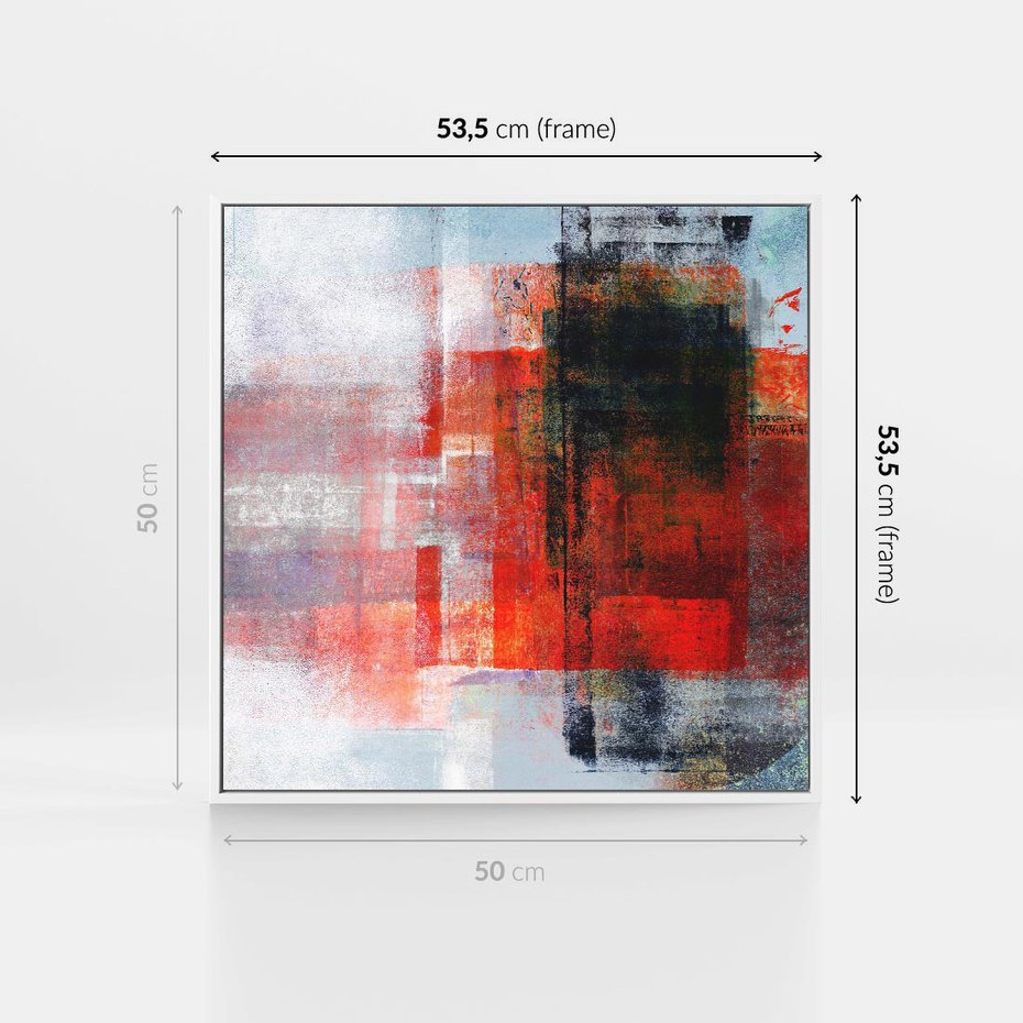 Obraz w ramie 50x50 - Burza Emocji - wyrazista abstrakcyjna sztuka, dramatyzm - rama biała