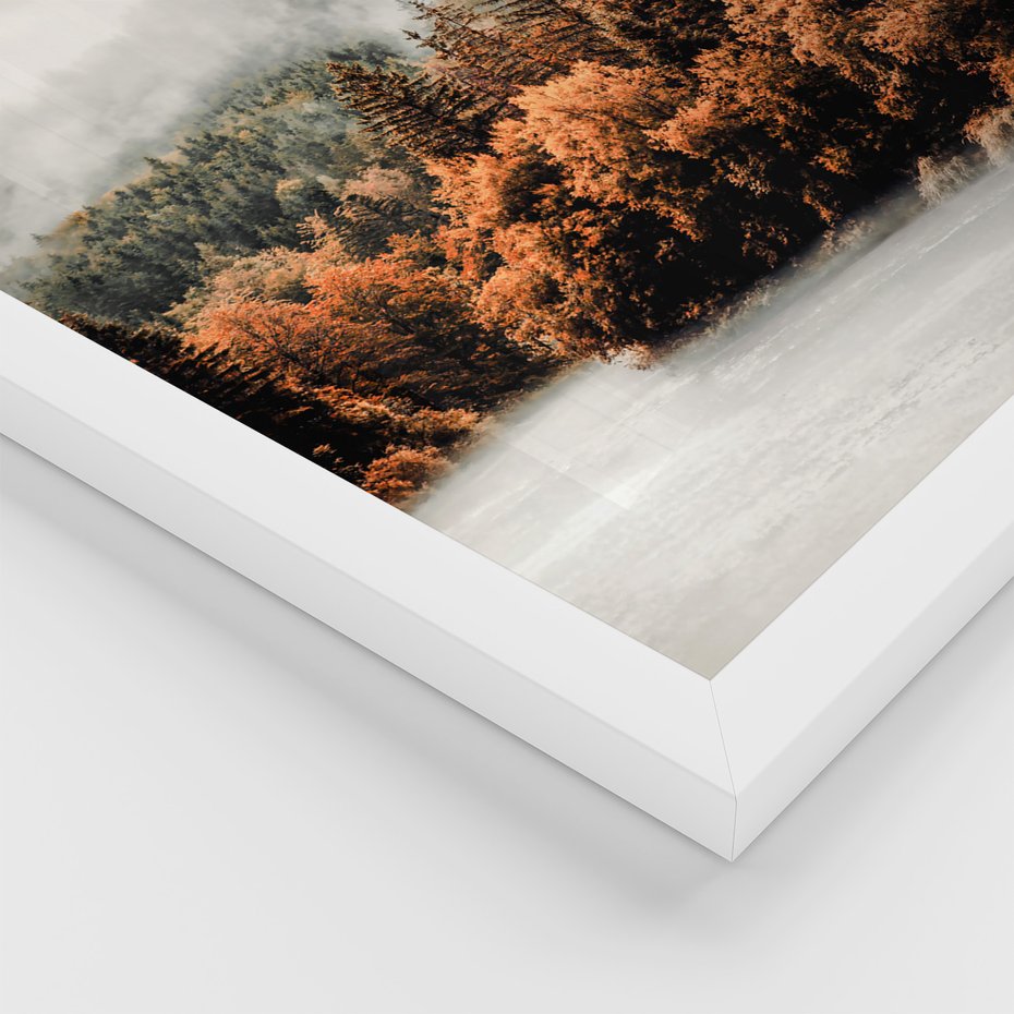 Zestaw obrazy w ramie 40x50 galeria - Krajobraz, góry, jesień, liście - rama biała