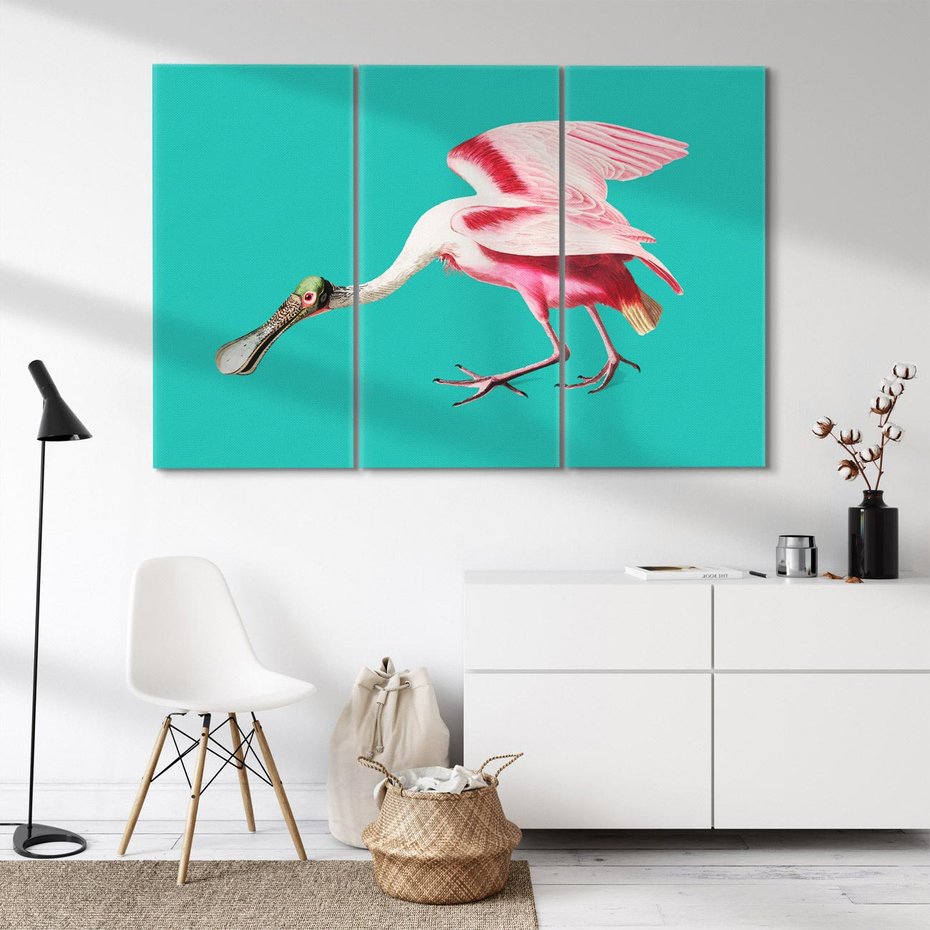 Obraz na płótnie 120x80 - Różowy Ptak Wyobraźni - różowy ptak, wyobraźnia