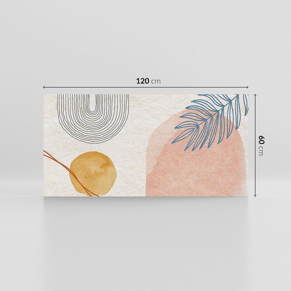 Obraz na płótnie 120x60 - Liście i Geometrie - nowoczesny, akwarelowe plamy