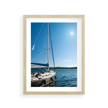 Plakat w ramie 30x40 - Wolność na Horyzoncie - żaglowiec, morze - rama drewno