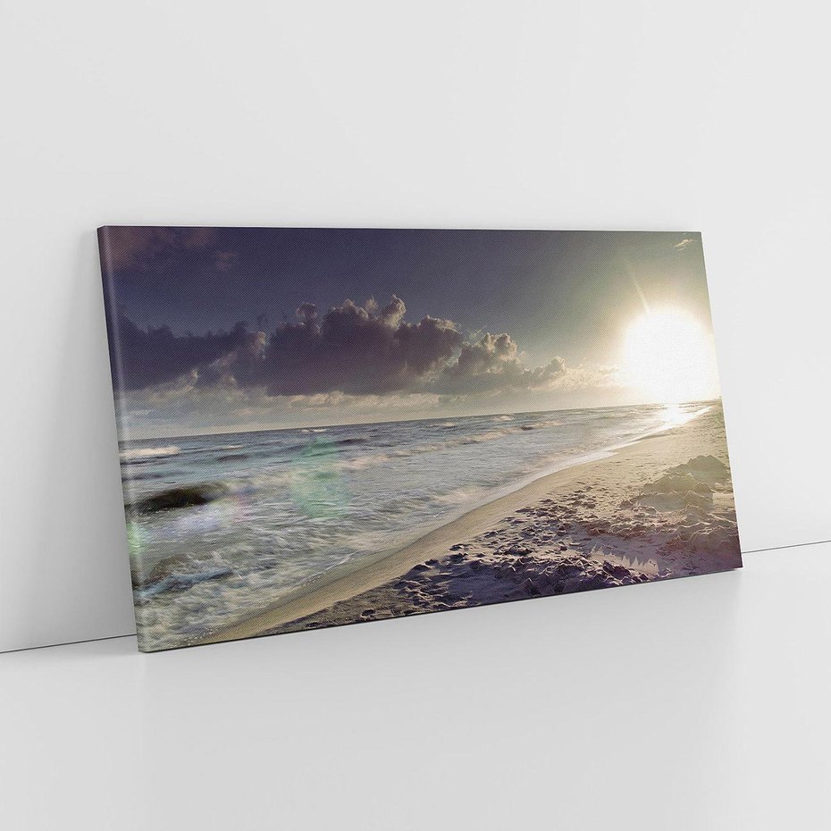 Obraz na płótnie 120x60 - Plaża Morza i Zachód Słońca - plaża, morze