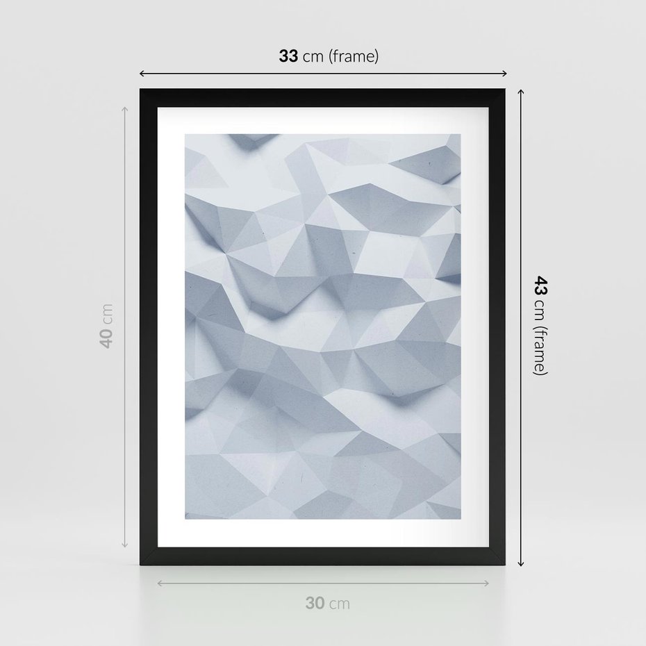 Plakat w ramie 30x40 - Trójwymiarowa geometria - geometria, 3d - rama czarna
