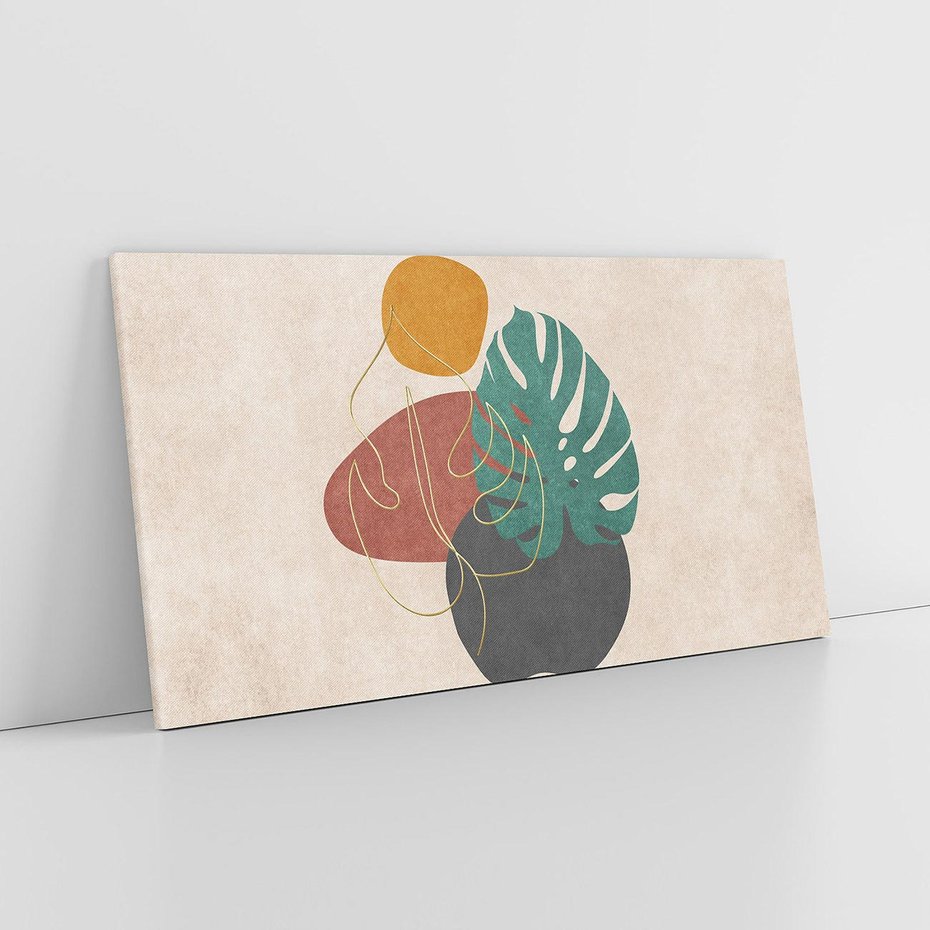 Obraz na płótnie 100x50 - Akwarelowa Magia Liści - grafika, styl mid century