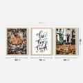 Zestaw obrazy w ramie 50x70 galeria - Jesień, rower, typografia, napis - rama drewno
