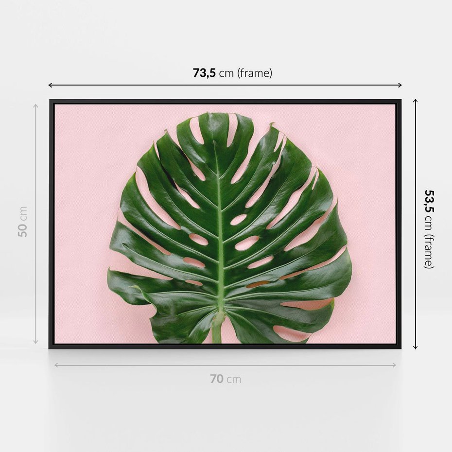 Obraz w ramie 70x50 - Egzotyczna Roślinność - liście, monstera - rama czarna