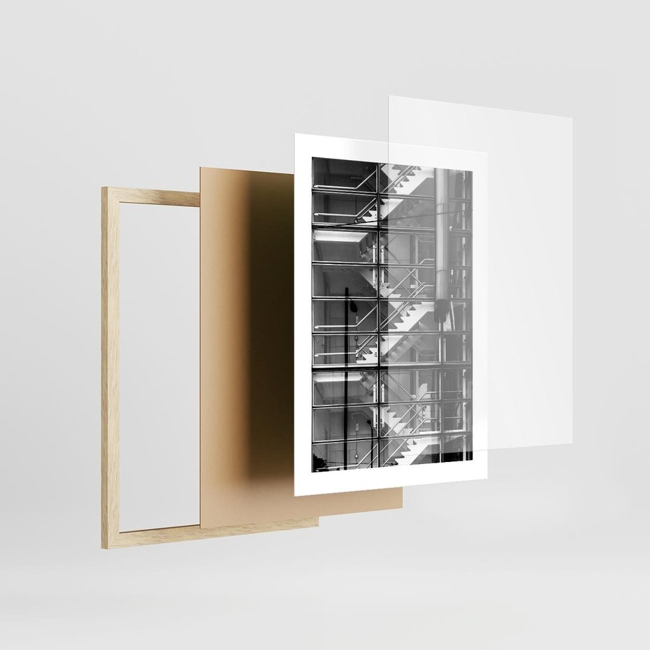 Plakat w ramie 30x40 - Schody do architektonicznej przestrzeni - schody, architektura - rama drewno
