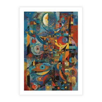 Plakat bez ramy 21x30 - Migotliwe Przesunięcia Konturów - abstrakcyjny obraz, sztuka abstrakcji