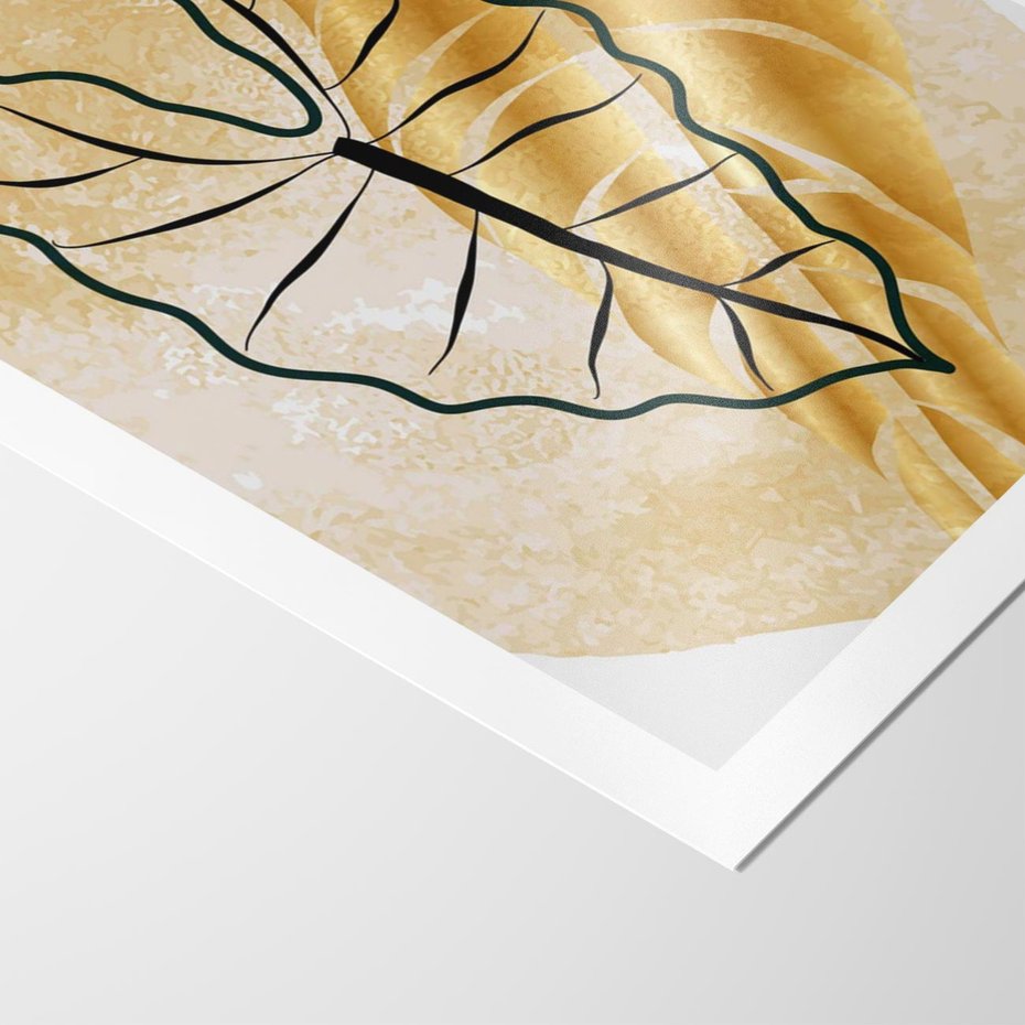 Plakat bez ramy 50x70 - Monstera w Złocie - złote liście monstery, grafika