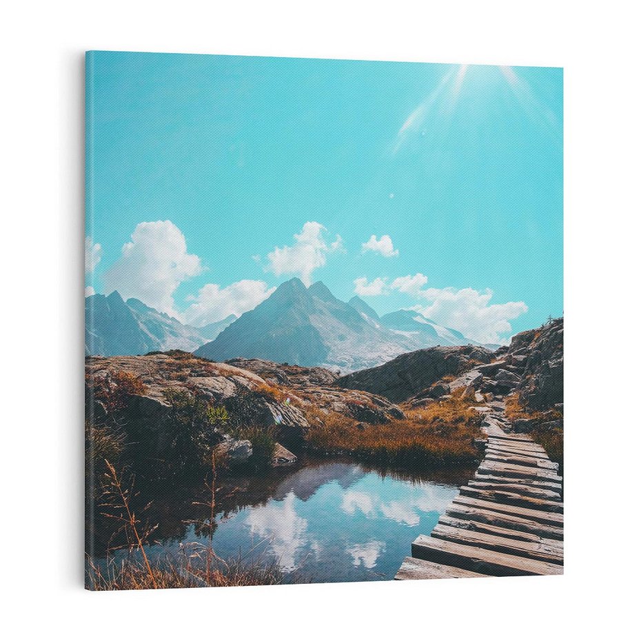 Obraz na płótnie 80x80 - Inspirujący Pejzaż - ścieżka, górska