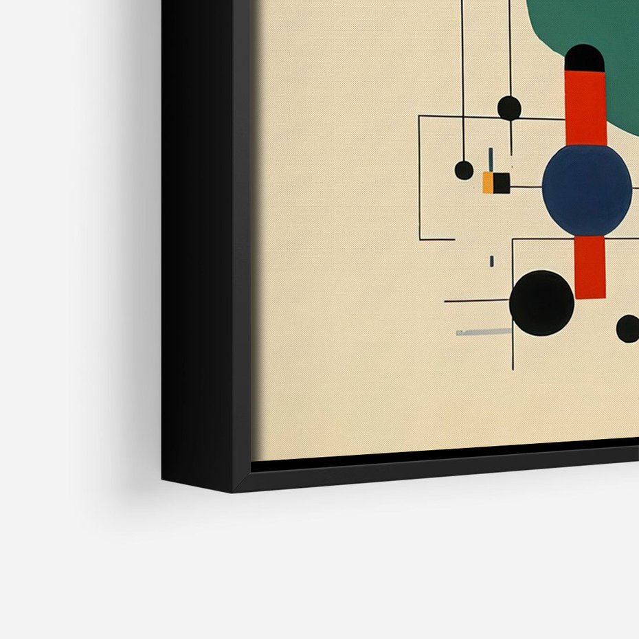 Obraz w ramie 50x70 - Migocące Impresje Odniesień - abstrakcyjna geometryczna kompozycja, koła linie - rama czarna