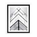 Plakat w ramie 40x50 - Elegancja Współczesnej Architektury: Wieżowiec w Monochromii - nowoczesna architektura, czarno biała fotografia - rama czarna