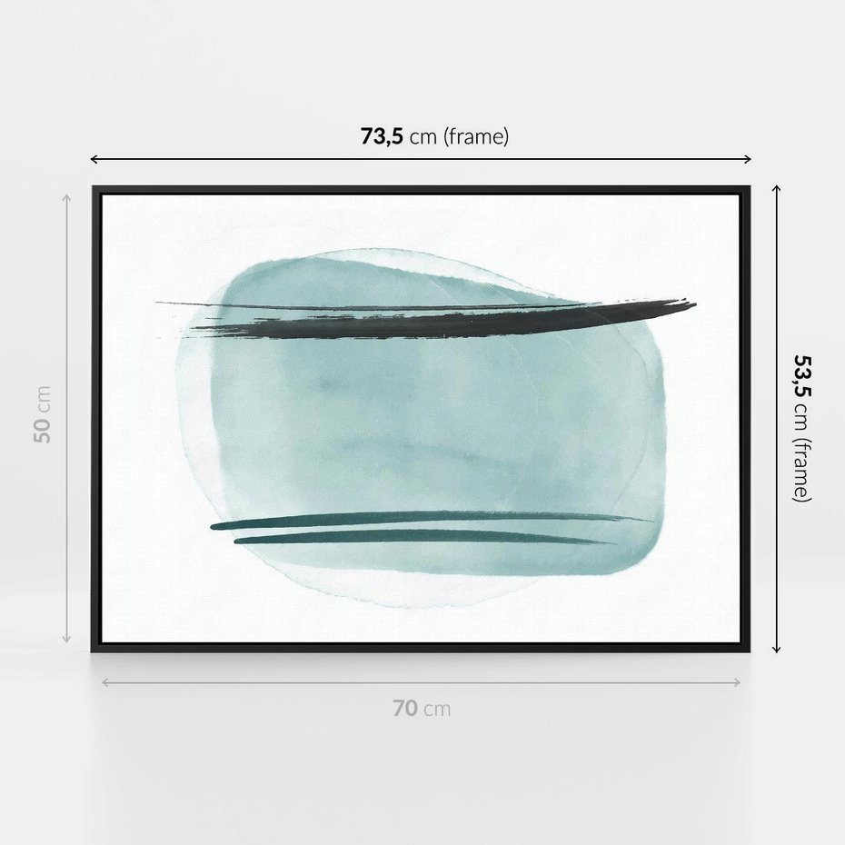 Obraz w ramie 70x50 - Turkusowy Świat - minimlizm, abstrakcja - rama czarna