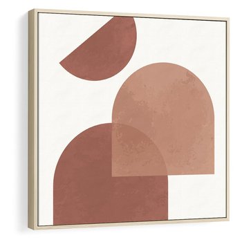 Obraz w ramie 50x50 - Harmonijne Widoki - abstrakcyjne geometryczne kształty, odcienie brązu i beżu - rama drewno