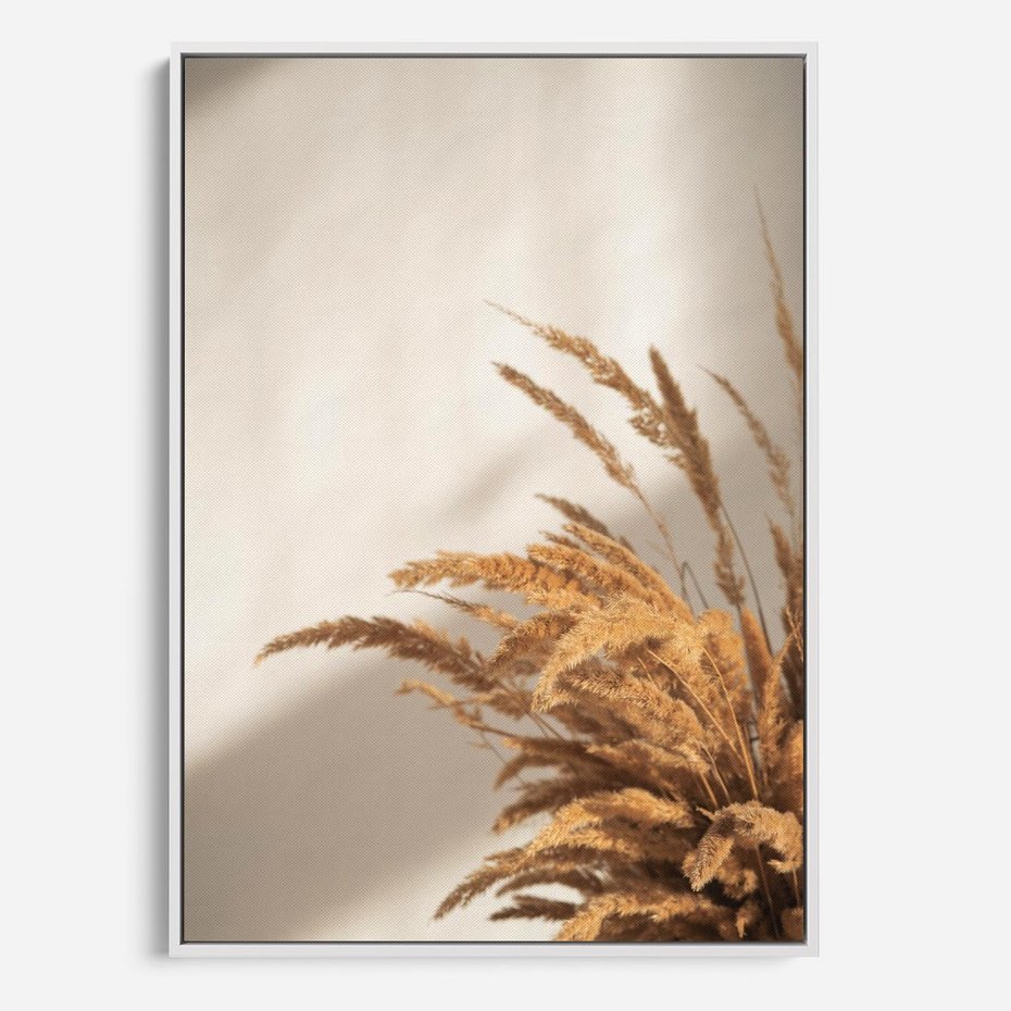 Obraz w ramie 80x120 - Swobodne trawy boho - boho, suche - rama biała