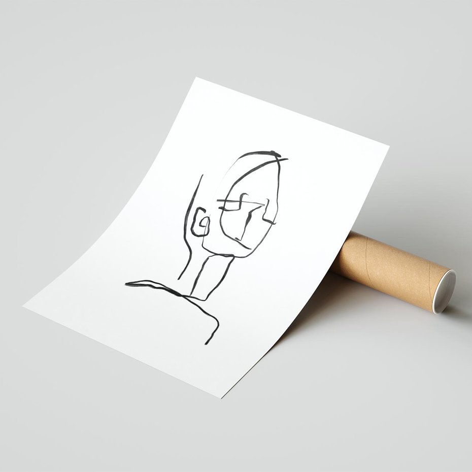 Plakat bez ramy 40x50 - Migotliwe Widzenia - szkic twarzy, minimalistyczny niewyraźny