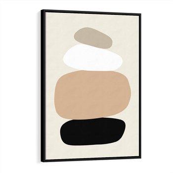 Obraz w ramie 70x100 - Zgeometryzowane Kształty - modernistyczny plakat, obłe kształty - rama czarna