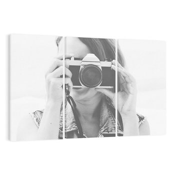 Obraz na płótnie 120x80 - Zrób mi Zdjęcie - fotografia, kobieta z aparatem