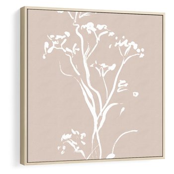 Obraz w ramie 50x50 - Harmonijne Mini Boho - minimalistyczny delikatny obraz, beżowe odcienie - rama drewno