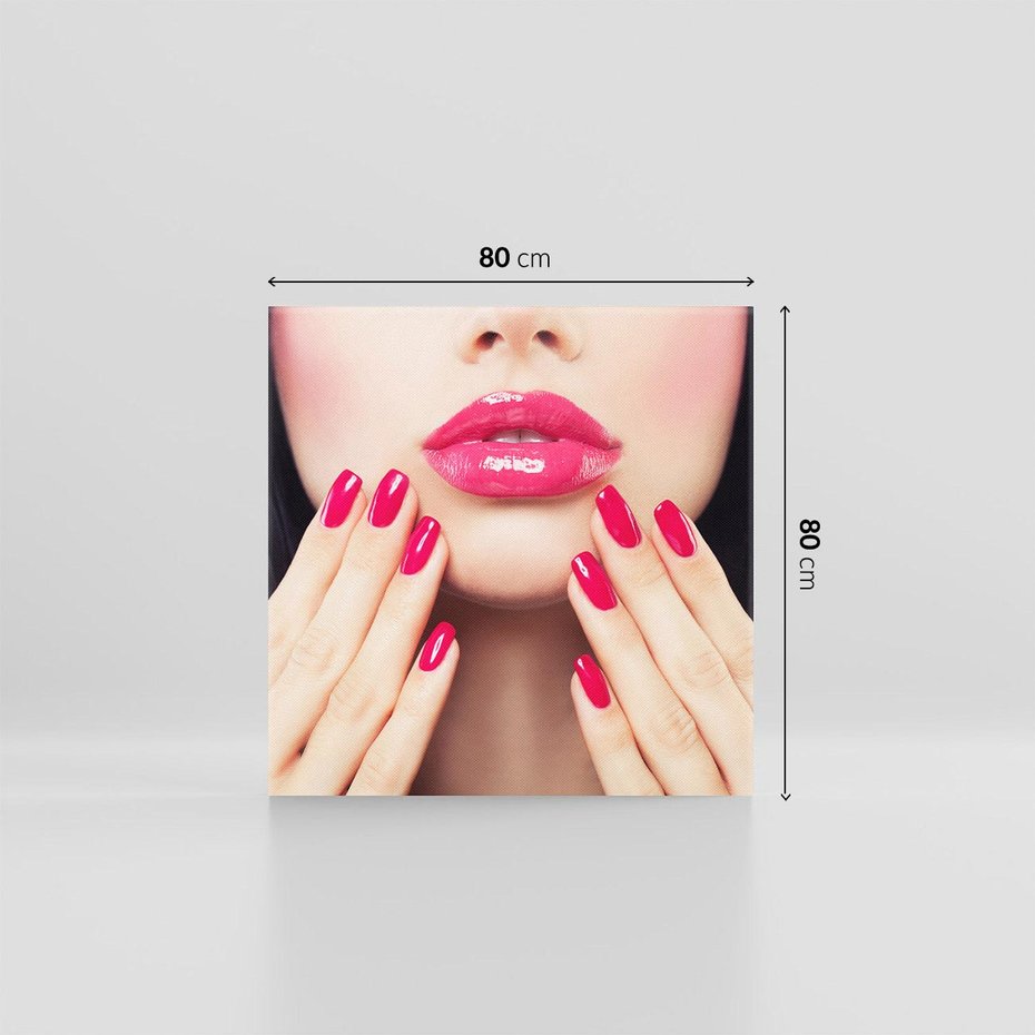 Obraz na płótnie 80x80 - Wyrażenie Piękna - paznokcie, usta