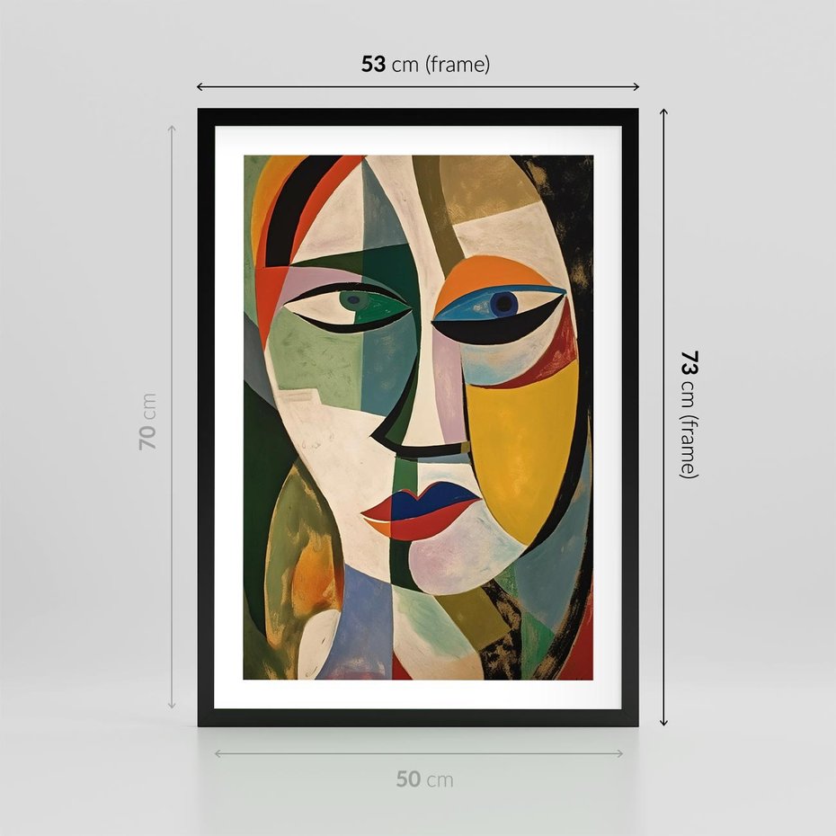 Plakat w ramie 50x70 - Kolorowe Dziwne Wyobrażenia - abstrakcyjny obraz, olejny - rama czarna