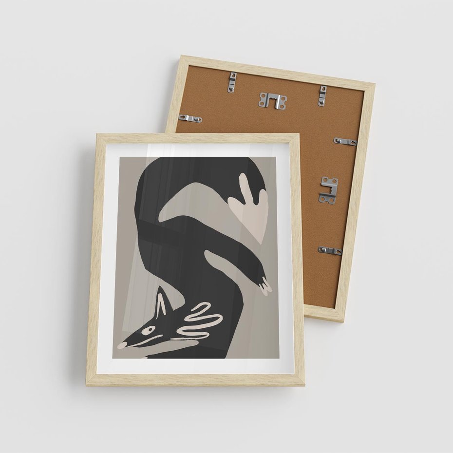 Plakat w ramie 40x50 - Ekspresja Skandynawskiego Światła - skandynawska sztuka, lis - rama drewno