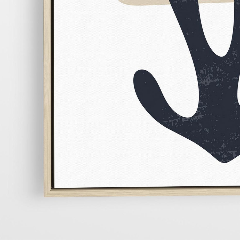 Obraz w ramie 50x50 - Granatowa Odsłona - minimalistyczna nowczesna grafika, styl matisse - rama drewno