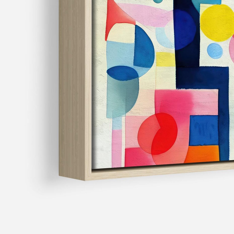 Obraz w ramie 80x80 - Księga Akwarelowych Przeniknięć - abstrakcyjny obraz, różne kolorowe kształty - rama drewno
