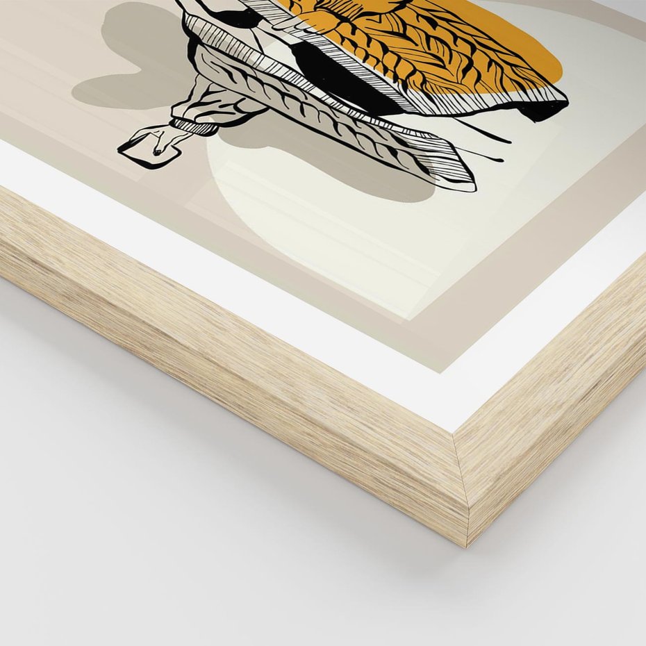 Plakat w ramie 30x40 - Żółte Akcenty w Grafice - grafika, minimalizm - rama drewno