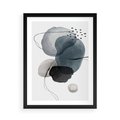 Plakat w ramie 50x70 - Wibracje Kształtów - abstrakcyjne plamy akwarelowe, czarny szkic - rama czarna