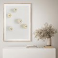 Plakat w ramie 50x70 - Biała Jesień: Dynie na Jasnym Tle - białe dynie, białe tło - rama drewno
