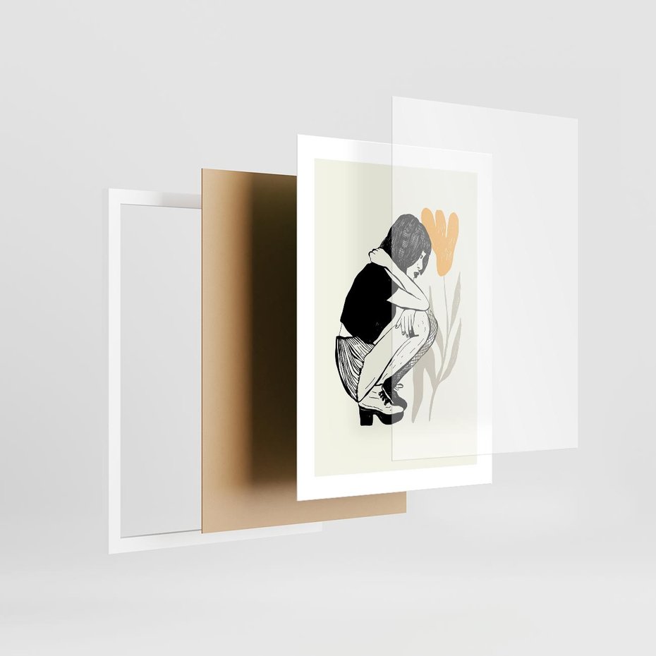 Plakat w ramie 30x40 - Kobiecy Plakat - prosta grafika, kobieta - rama biała