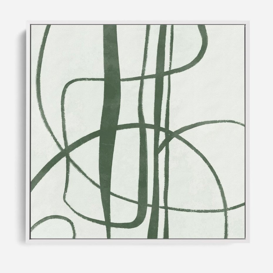Obraz w ramie 50x50 - Zielony Spokój - zielona abstrakcja, spokojny plakat - rama biała