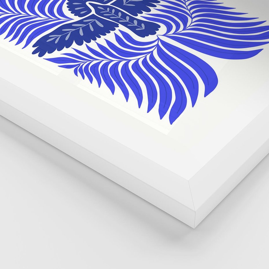 Plakat w ramie 40x50 - Etniczne Rekwizyty - etniczne roślinne wzory, granat - rama biała