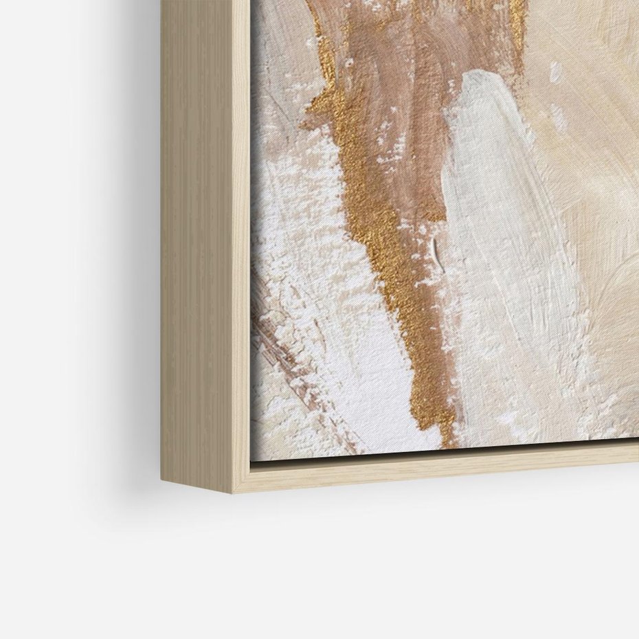 Obraz w ramie 70x50 - Elegancja w Złocistym Chaosie - złoto beż, abstrakcja - rama drewno
